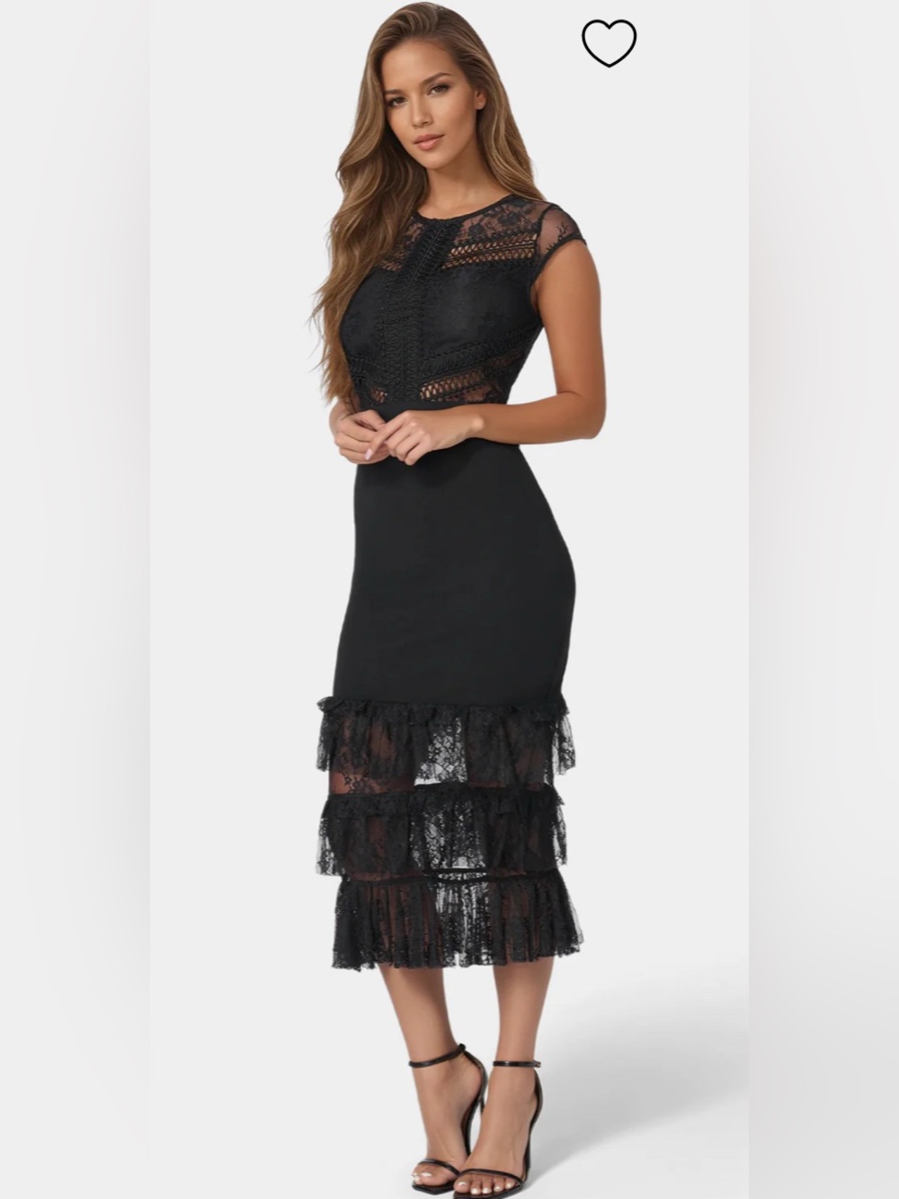 Bebe Tiered Lace Midid Dress Size Large NWT $169 MSRP